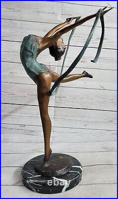 Multi Couleur Patine Fonte Ruban Danseuse Bronze Sculpture Art Déco Statue Solde