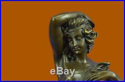Occidentale Bronze Marbre Art Déco Sculpture Statue Sexy Femme Nue Érotique
