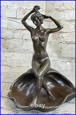 Ouest Art Déco Sculpture Bronze Marbre Chair Femme Belle Fleur Fille Statue Sale