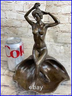 Ouest Art Déco Sculpture Bronze Marbre Chair Femme Belle Fleur Fille Statue Sale