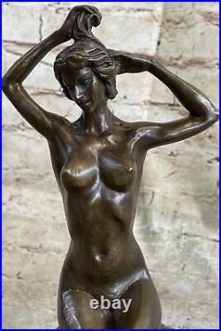 Ouest Art Déco Sculpture Bronze Marbre Chair Femme Belle Fleur Fille Statue Sale