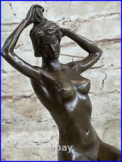 Ouest Art Déco Sculpture Bronze Marbre Chair Femme Belle Fleur Fille Statue Sale