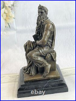 Ouest Art Déco Sculpture Juif Founder Prophet Moses Bronze Statue Figurine De