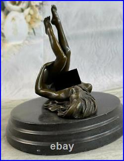 Ouest Art Déco Sculpture Nu Femme Fille Signé Bronze Statue Figurine Art Nr