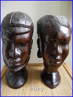 Paire sculptures africaines couple art ethnique ébène African art statues 1950