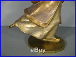 Patineuse Sculpture Chryséléphantine Style Art Nouveau Bronze Signé Vanrose