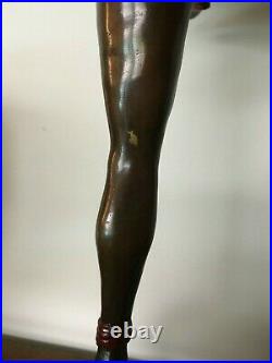 Pellier M Sculpture Bronze Art Deco Danseuse Paon