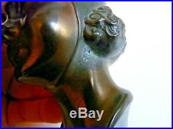 Petit Buste Fillette En Regule Patine Signe Max Le Verrier Art Deco 1930/40