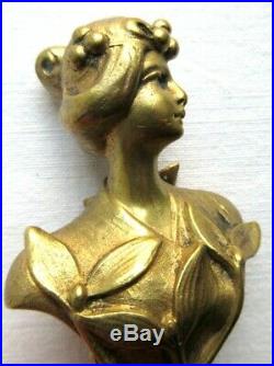 RARE Sculpture bronze Art Nouveau Jugendstil, sceau à cacheter Femme au gui