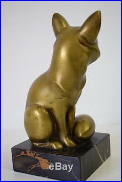 RENARD Bronze animalier doré satiné Art Déco Signé G H LAURENT XX 20th