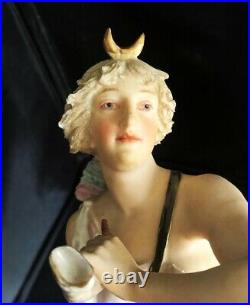 ROYAL DUX DIANE LA CHASSERESSE vers 1930 ART-DECO céramique figurine BOHEMIA