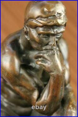 Rodin `S le Penseur Sensuelle Mâle Chair Bronze Marbre Statue Sculpture Art