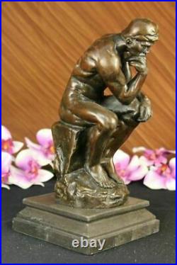 Rodin `S le Penseur Sensuelle Mâle Chair Bronze Marbre Statue Sculpture Art