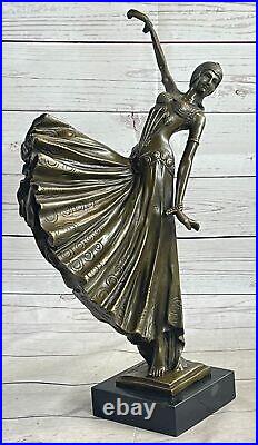 Roumain Danseuse Danseur Or Signée Bronze Sculpture Statue Figurine Art