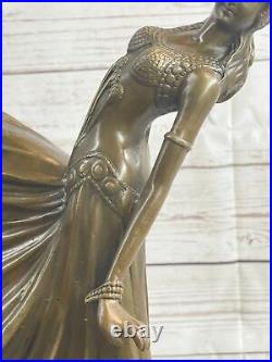 Roumain Danseuse Danseur Or Signée Bronze Sculpture Statue Figurine Art