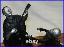 STATUE BRONZE PIERROT COLOMBINE ART-DECO & émaux cloisonnés / enamels sculpture