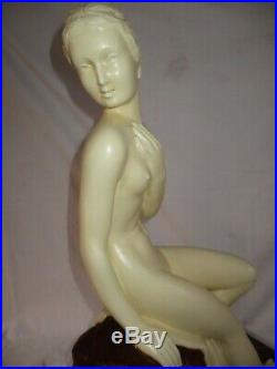 STATUE FEMME NUE LEMANCEAU (54cm) ART DECO ODYV /Nue french sculpture 1900/30