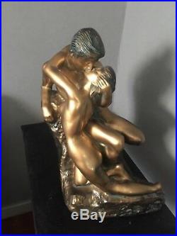 STATUE /MOULAGE D'ART SIGNÉ PACINI LES DEUX AMANTS. Couple/ Rodin/baiser/amour