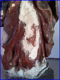 STATUE Religieuse BOIS Polychrome fin XVIIe Sainte sculpture art baroque 17e