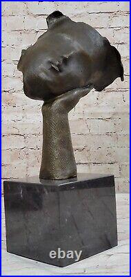 Salvador Dali Art Moderne au Repos Fille Bronze Buste Statue Sculpture Figurine