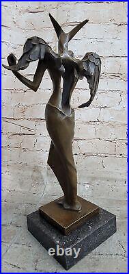 Salvator Dali Surréaliste Ange Abstrait Art Moderne Bronze Statue Sculpture