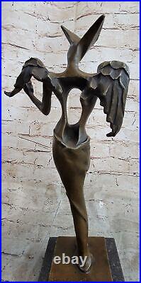 Salvator Dali Surréaliste Ange Abstrait Art Moderne Bronze Statue Sculpture