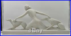 Salvatore Melani Femme aux levriers Art Deco sculpture 1930 élegante