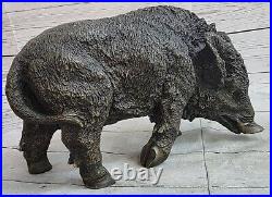 Sauvage Sanglier Porc Cochon Pure Bronze Sculpture Statue Figurine Art Déco Farm