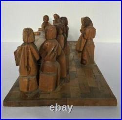 Scene En Bois Sculpte Representant La Cene Jesus Apotre Art Populaire 1950 B955