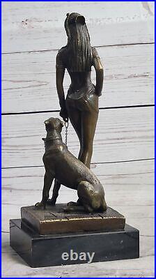Sculpture Bronze Figurine Chair Cléopâtre Avec Panthère Fonte Statue Art