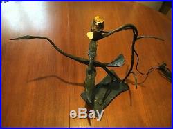 Sculpture Fer Forgé, Lampe, Heron, Design Art Metal Decor Animal