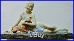 Sculpture Statue A. Godard édition Kaza céramique polychrome Art Déco 1930