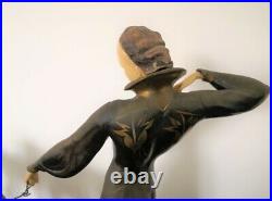 Sculpture, Statue Chryselephantine Femme Aux Levriers Art Deco