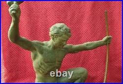 Sculpture art déco signé HERVOR, 1930 le forgeron ou l'age du bronze statue