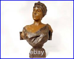 Sculpture buste femme Galatée Emmanuel Villanis Blot Art Nouveau XIXème