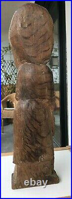 Sculpture en bois André POIRSON 1920-2003 Sainte Claire H 40cm Art Naïf Statue