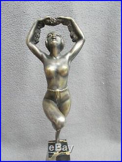 Sculpture en bronze art deco 30s statuette femme danseuse nue statue nude dancer