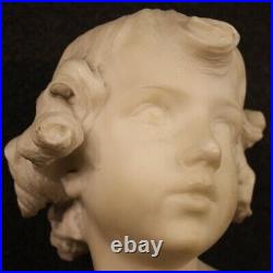 Sculpture en marbre tête d'angelot statue signé style ancien italien 900 art