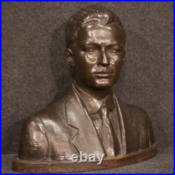 Sculpture homme en bronze demi buste sculpté oeuvre vintage art 900
