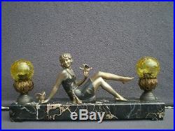 Sculpture lampe veilleuse art deco 1920 femme vintage statue lamp woman pin-up