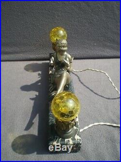 Sculpture lampe veilleuse art deco 1920 femme vintage statue lamp woman pin-up