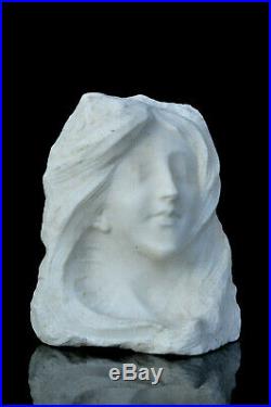 Sculpture marbre blanc Aimé Morot 1900 Art Nouveau statue Jugendstil woman