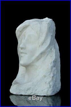 Sculpture marbre blanc Aimé Morot 1900 Art Nouveau statue Jugendstil woman