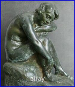 Sculpture statue Alfred Finot (1876-1947) Ecole de Nancy Art Nouveau Naïade 1900