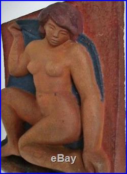 Sculpture statue BasTerre cuite ART DÉCO moderniste Femme artiste à identifier