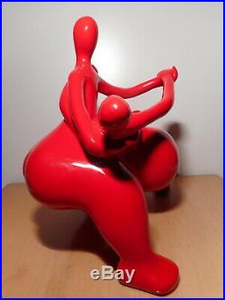 Sculpture statue art contemporain résine rouge danseur danseuse femme homme nue