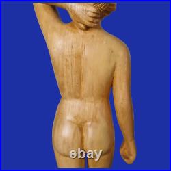 Sculpture statue bois massif taillée main 39 cm femme nue art populaire