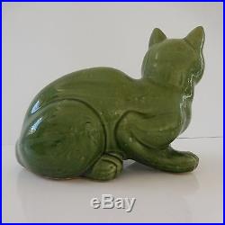 Sculpture statue chat art-déco céramique faïence