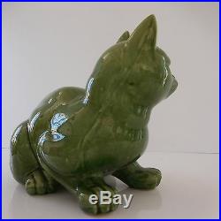 Sculpture statue chat art-déco céramique faïence