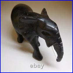 Sculpture statue éléphant noir ébène vintage art ethnique 1938 Afrique N7673